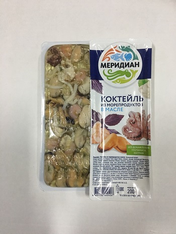 Коктейль из морепродуктов в масле 200 гр "Меридиан"